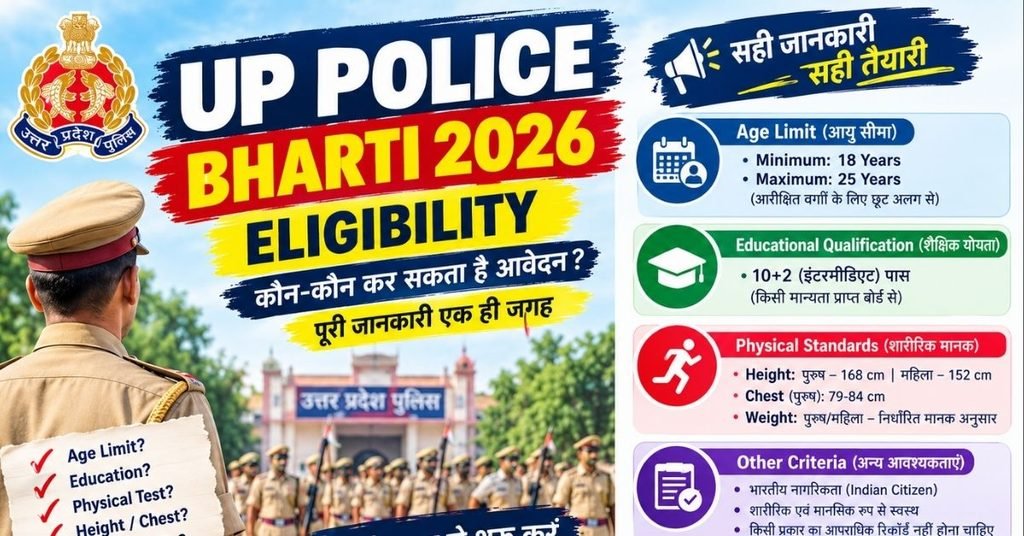 UP Police Bharti 2026 Eligibility: Poori Jaankari, Qualification aur Age Limit up police bharti 2026 eligibility (1)